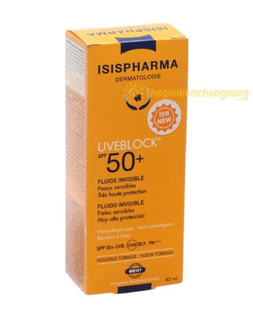 vỏ hộp Kem chống nắng Isis Pharma Uveblock Fluid SPF50