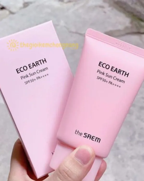 The Saem Eco Earth Pink Sun Cream Kem chống nắng dưỡng sáng, che khuyết nhẹ