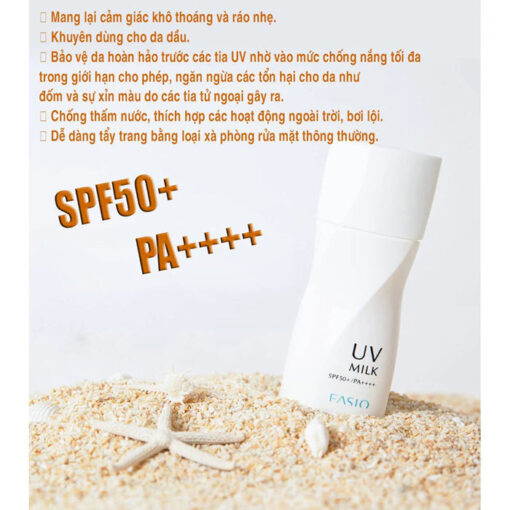 Kem chống nắng dạng sữa Kose Fasio UV Protect Milk N (Waterproof) SPF 50+PA++++chống lão hóa tốt