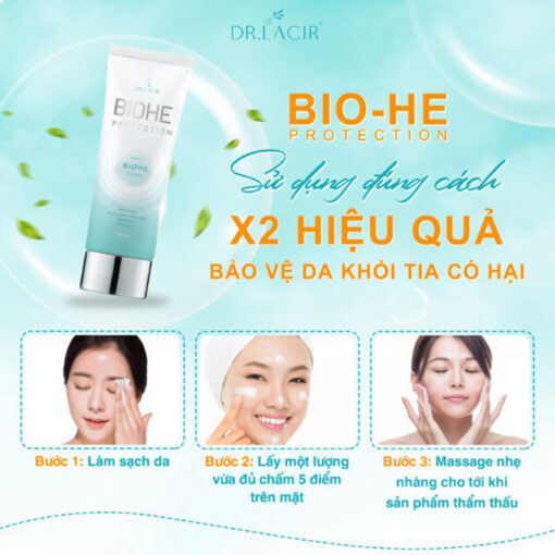 kem chống nắng sinh học Dr Lacir BioHe Protection SPF50PA+++cực bám dính