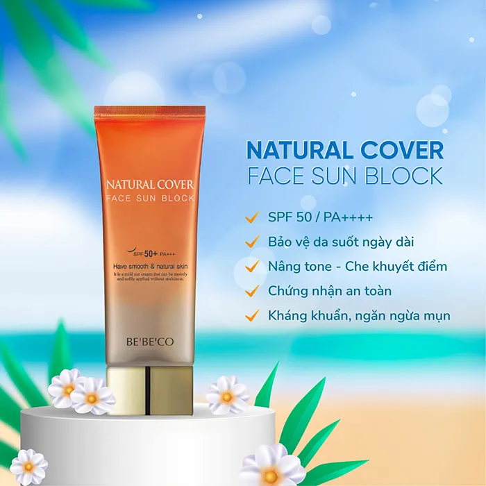 Kem nền chống nắng BeBeCo Natural Cover Face Sun Block SPF50+ PA +++ ngăn ngừa lão hóa