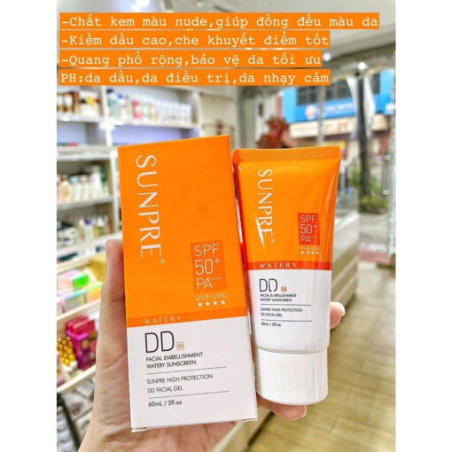 Kem chống nắng màu kem nền SUNPRE High Protection DD Facial Gel SPF50+/PA+++ thẩm thấu nhanh