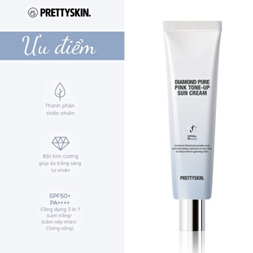 Kem chống nắng Pretty Skin Diamond Pure Pink Tone-Up Sun Cream SPF50+/PA++++ chính hãng