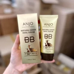 kem chống nắng trang điểm từ ốc sên anjo natural cover snail sun bb spf50+ pa+++ vỏ hộp đẹp, thiết kế ấn tượng