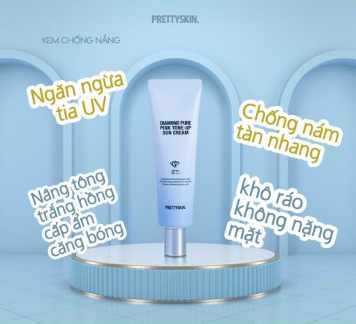 Kem chống nắng Pretty Skin Diamond Pure Pink Tone-Up Sun Cream SPF50+/PA++++ chỉ số chốn nắng cao