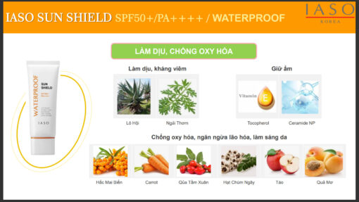 Kem chống nắng chịu nước thế hệ mới IASO SUN SHIELD SPF50+/PA++++ có thành phần lành tính