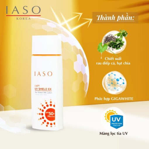 Sữa chống nắng Hàn Quốc- IASO UV SHIELD EX SPF50+ PA++++ thành phần từ tự nhiên