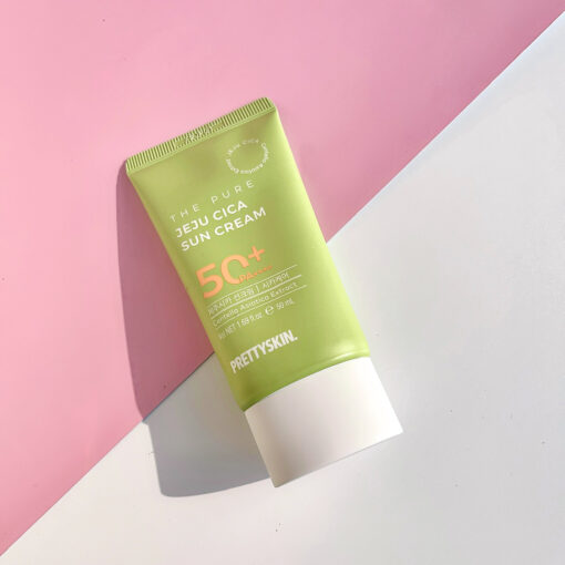 Kem chống nắng rau má Pretty Skin The Pure Jeju Cica Sun Cream SPF50+ PA++++ tinh chất rau má tự nhiên