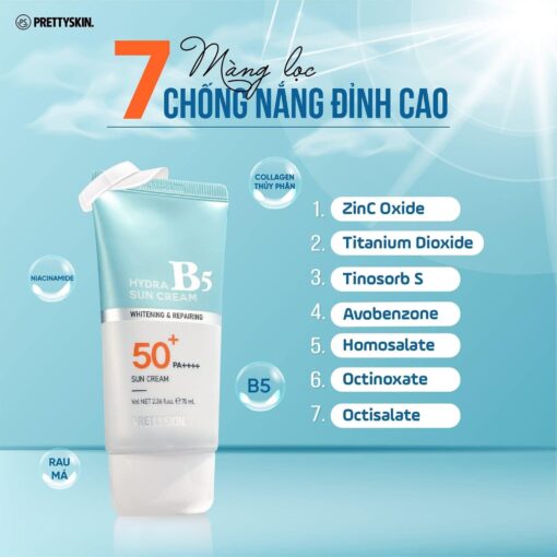 Kem chống nắng Pretty Skin Hydra B5 Sun Cream SPF 50+ PA++++ thẩm thấu nhanh