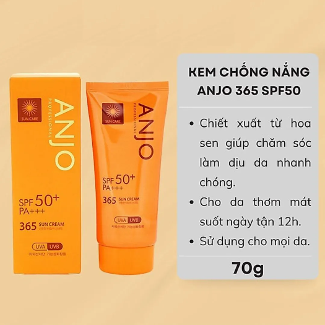 Kem chống nắng ANJO PROFESSIONAL 365 SUN CREAM bảo vệ da đến 12h