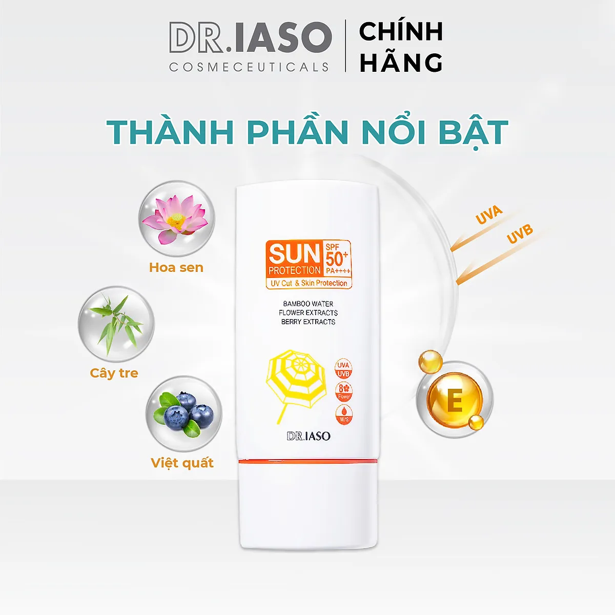Kem Chống Nắng Dr.IASO Sun Protection SPF50+ PA++++ thành phần tự nhiên Kem Chống Nắng Dr.IASO Sun Protection SPF50+ PA++++ thành phần tự nhiên
