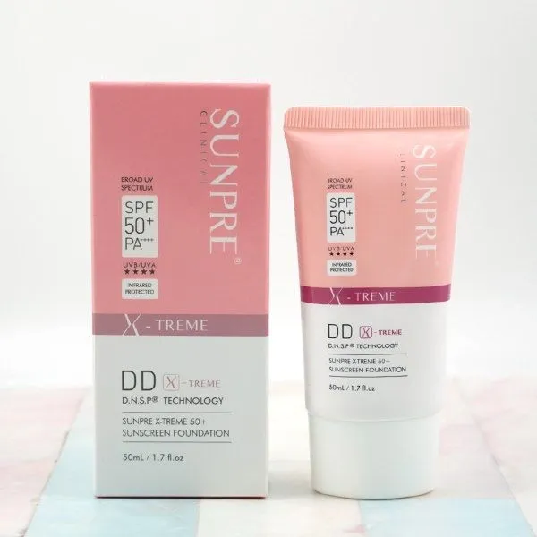Kem chống nắng Mona Frema SUNPRE DD X-Treme 50+ Sunscreen Foundation SPF50+/PA+++ thiết kế đẹp mắt