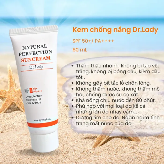 Kem chống nắng nâng tông, kiềm dầu Dr. Lady SunCream SPF 50+PA++++ không vón cục Kem chống nắng nâng tông, kiềm dầu Dr. Lady SunCream SPF 50+PA++++ không vón cục