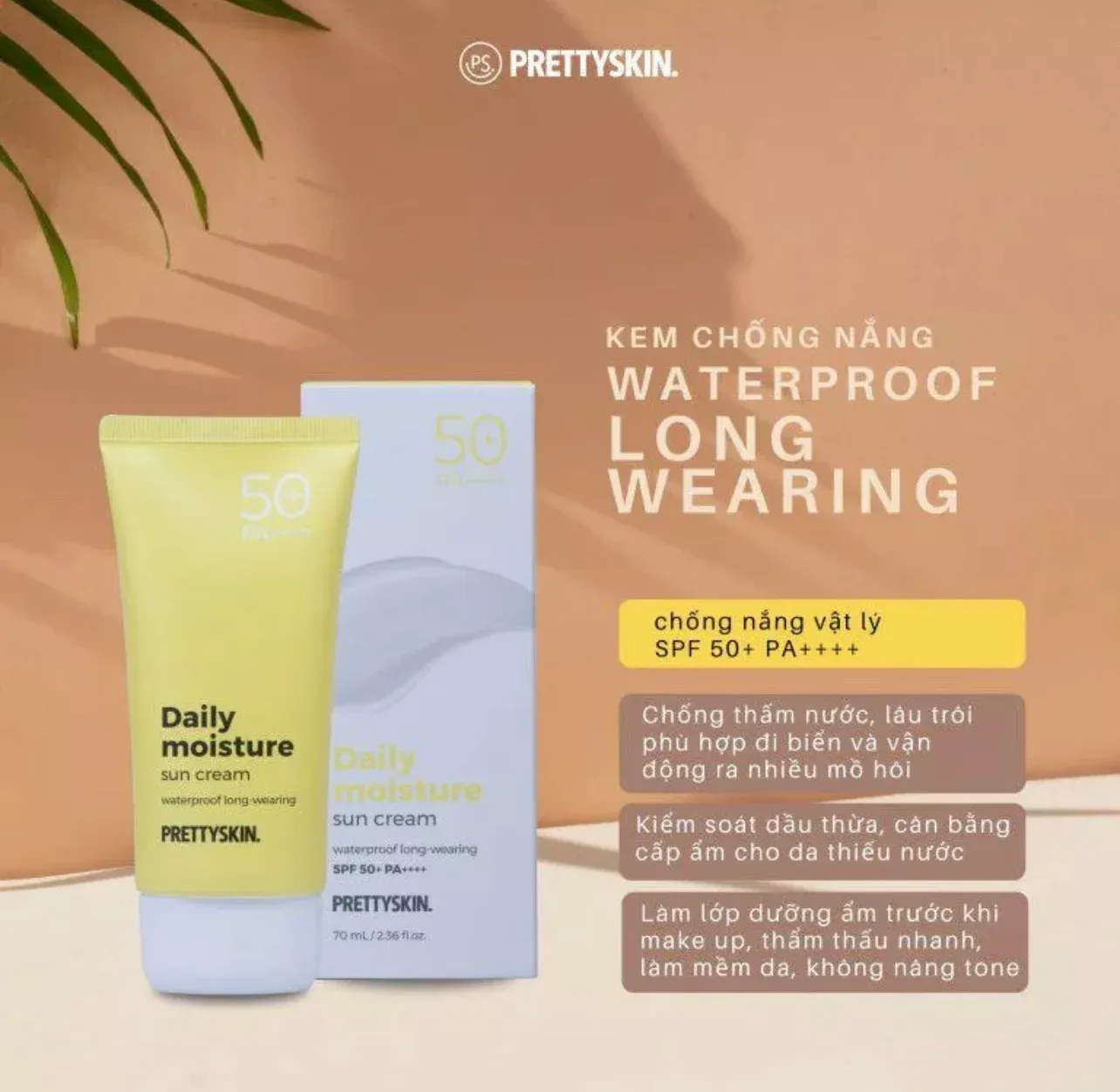 Kem Chống Nắng Pretty Skin Daily Moisture SPF50+ Da mịn màng, sáng khỏe tự nhiên