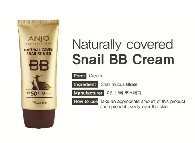 Kem nền chống nắng ANJO Natural Cover Snail Sun BB Cream SPF 50+PA+++ chống nắng tốt