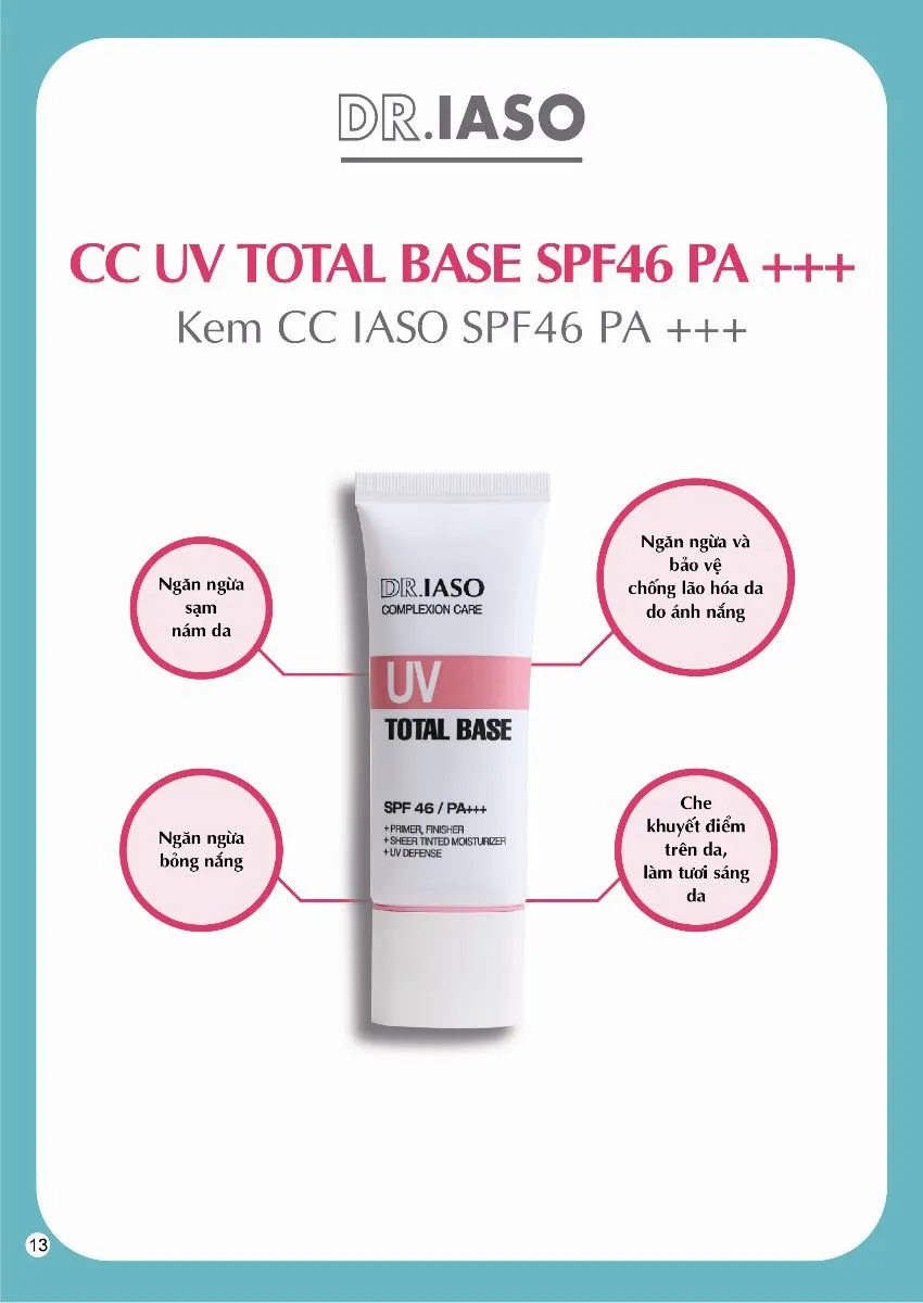 Kem trang điểm chống nắng Dr.IASO CC UV Total Base SPF46 PA+++ được ưa chuộng rộng rãi