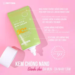 Kem chống nắng rau má Pretty Skin The Pure Jeju Cica Sun Cream SPF50+ PA++++ được ưa chuộng rộng rãi